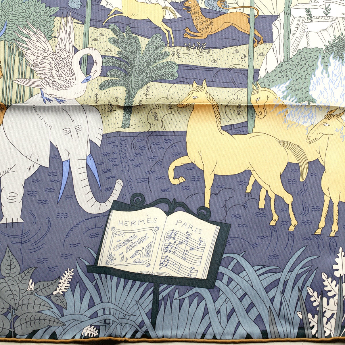Hermes Scarf "Les Carnaval des Animaux" by Thibaut Huchard 90cm Silk | Carre Foulard