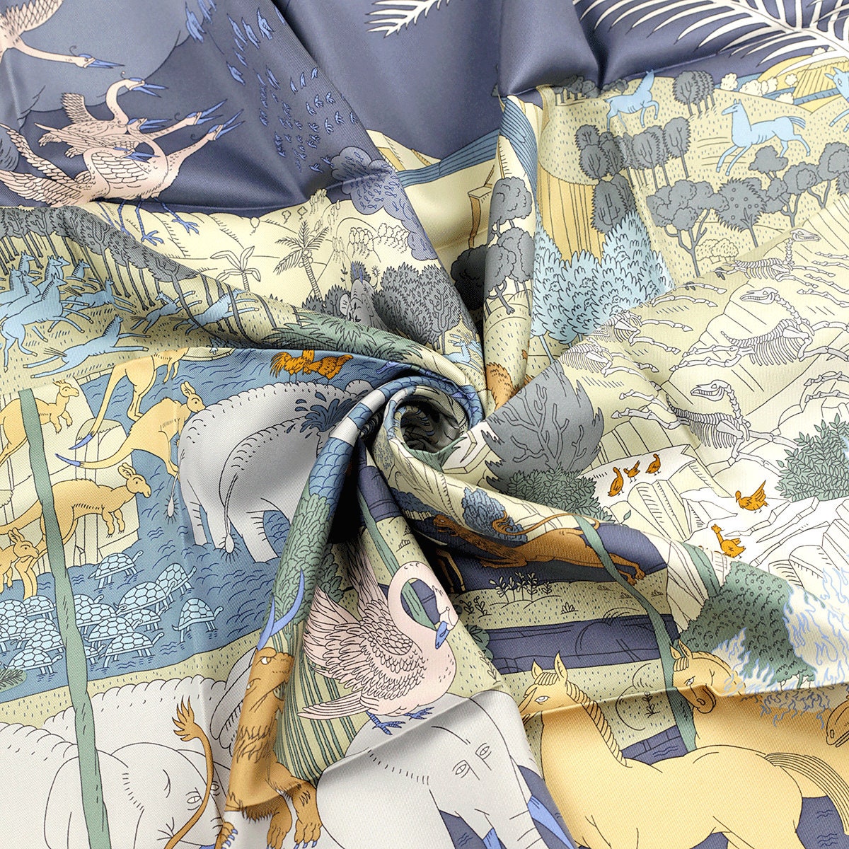 Hermes Scarf "Les Carnaval des Animaux" by Thibaut Huchard 90cm Silk | Carre Foulard