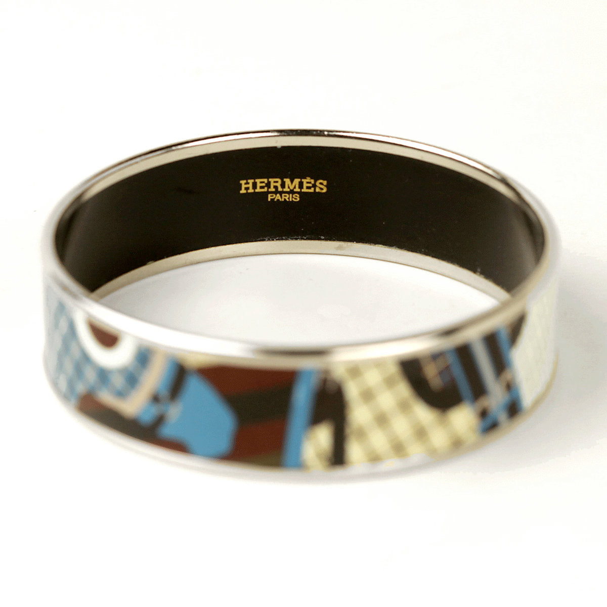 Hermes Bracelet 65 Wide Enamel Palladium Silver | Bangle SHW
