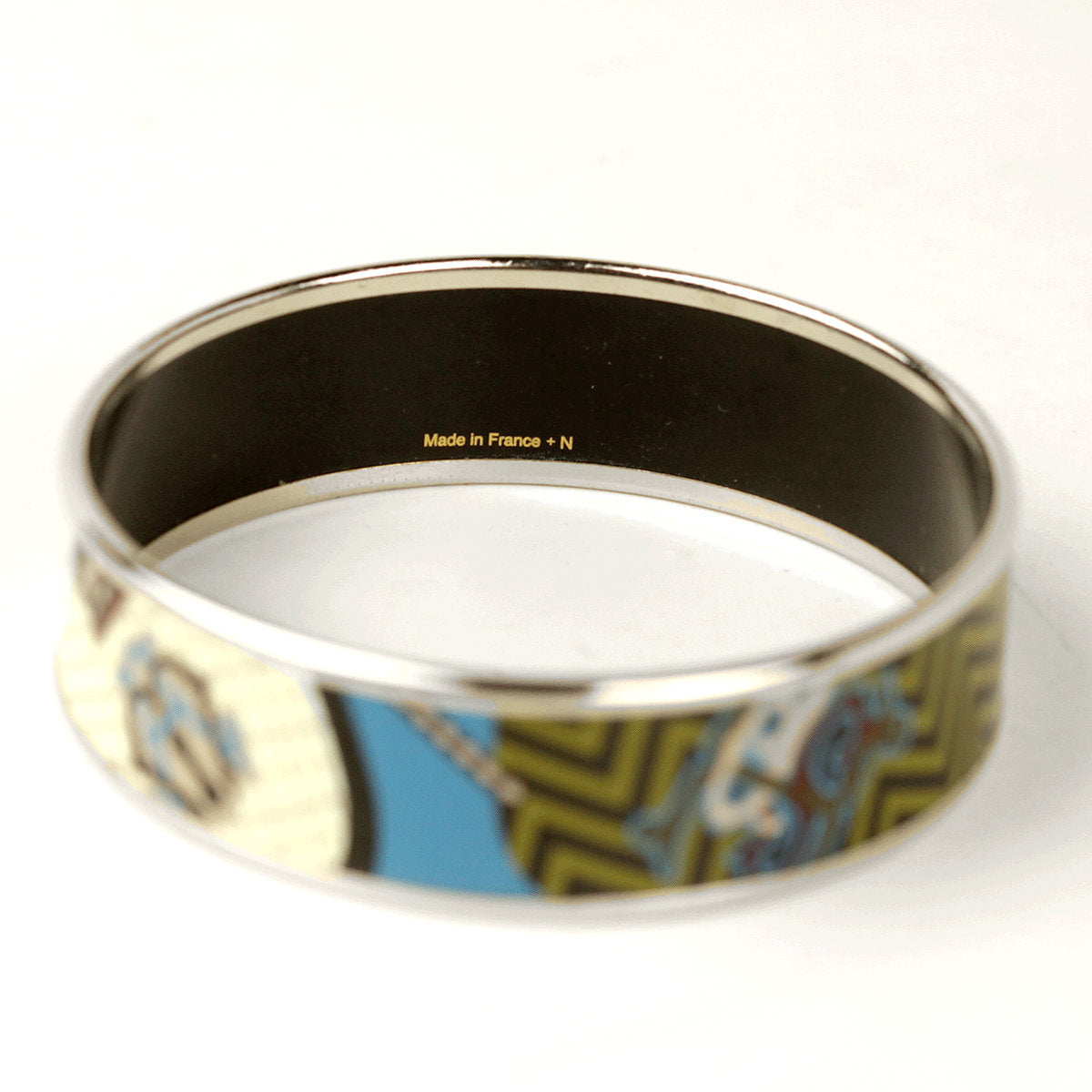 Hermes Bracelet 65 Wide Enamel Palladium Silver | Bangle SHW