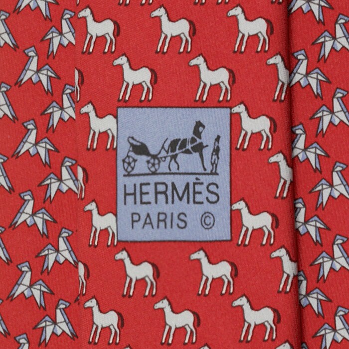 Hermes Men's Silk Tie Whimsical Origami Horse Pattern 625747 | Necktie Cravate