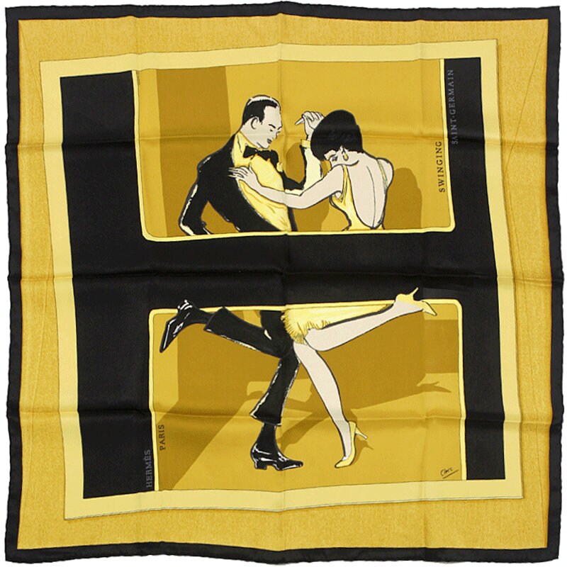 Hermes Scarf 70cm "Swinging Saint Germain" by Jean-Louis Clerc Silk | Foulard Carre