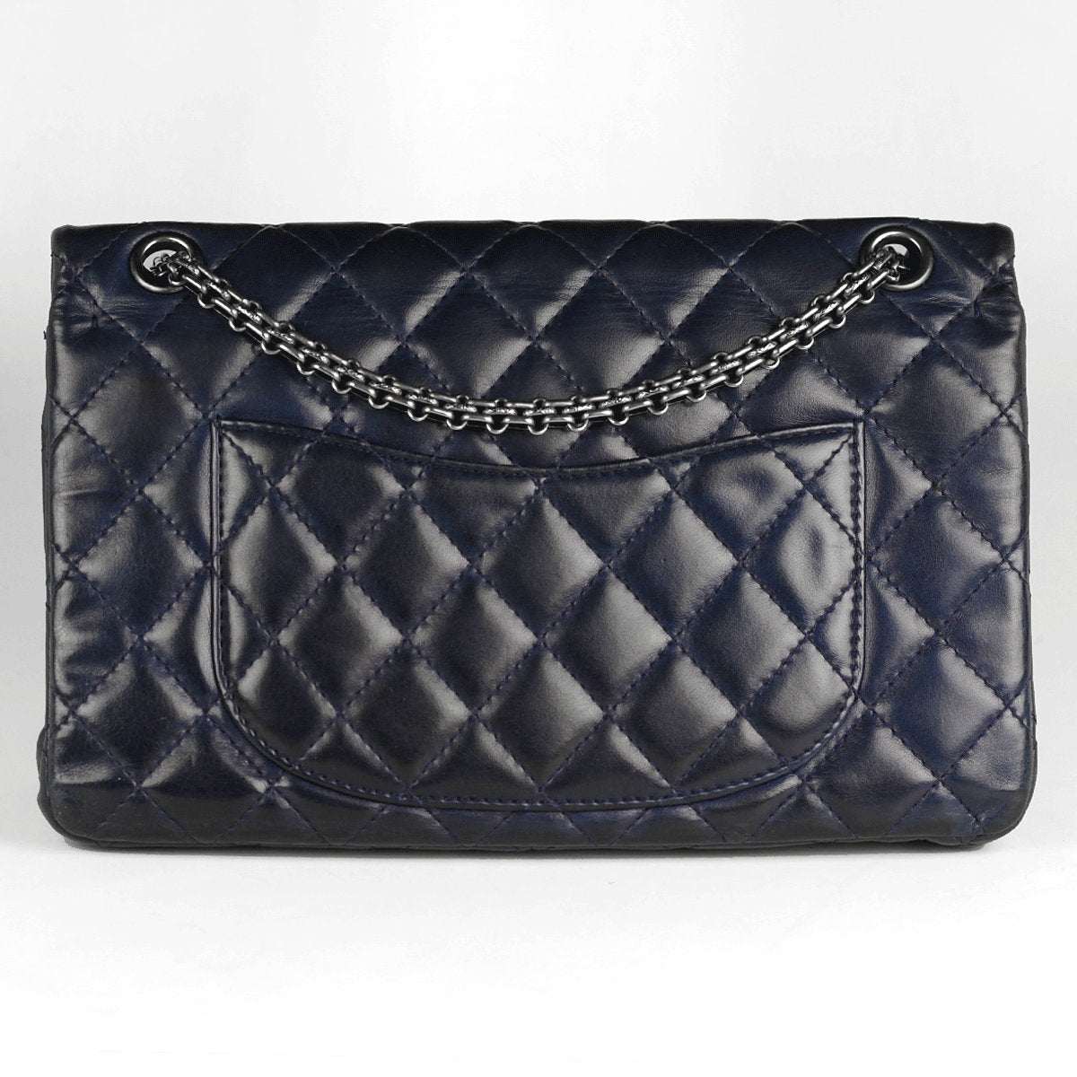 Chanel Bag 2.55 Reissue Navy Calfskin Leather with Silver Hardware 226