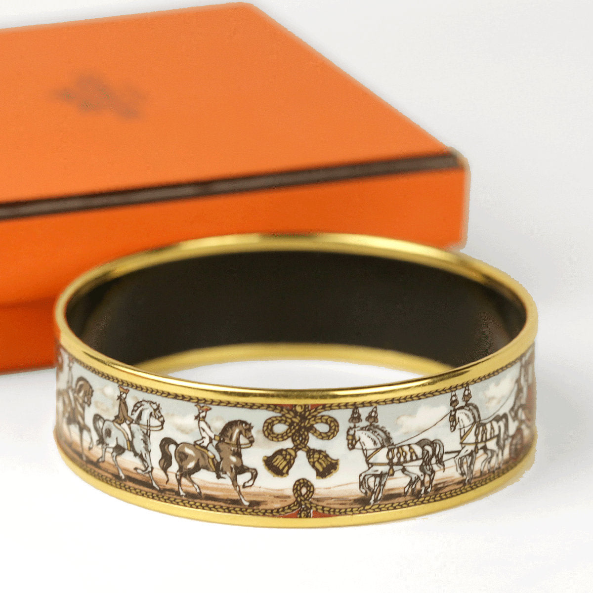 Hermes Bracelet 70 Wide Gold Enamel Carriage | Bangle GHW