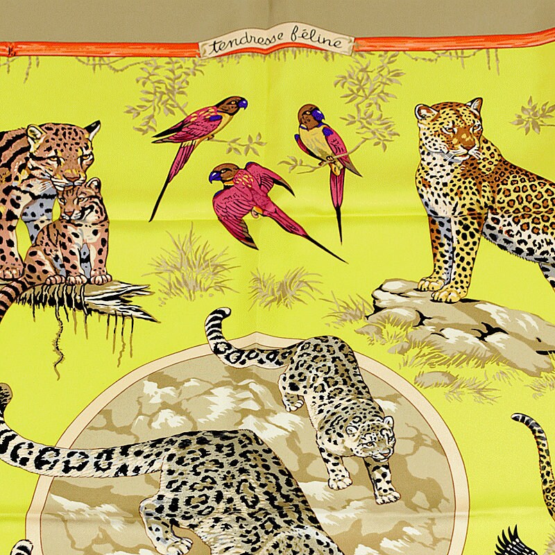 Hermes Scarf "Tendresse Feline" by Robert Dallet 90cm Silk | Carre Foulard