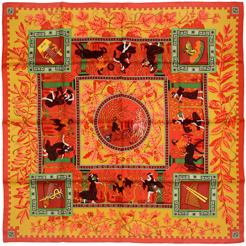Hermes Scarf "Musique des Dieux" by Claudia Stuhlhofer Mayr Vintage 90cm Silk