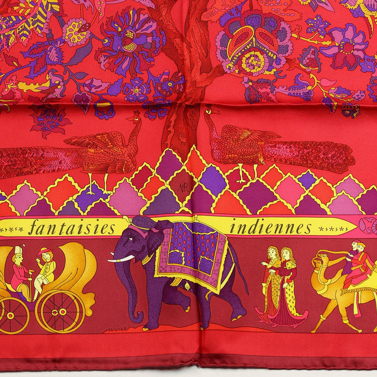 Hermes Scarf "Fantaisies Indiennes" by Loïc Dubigeon 90cm Silk
