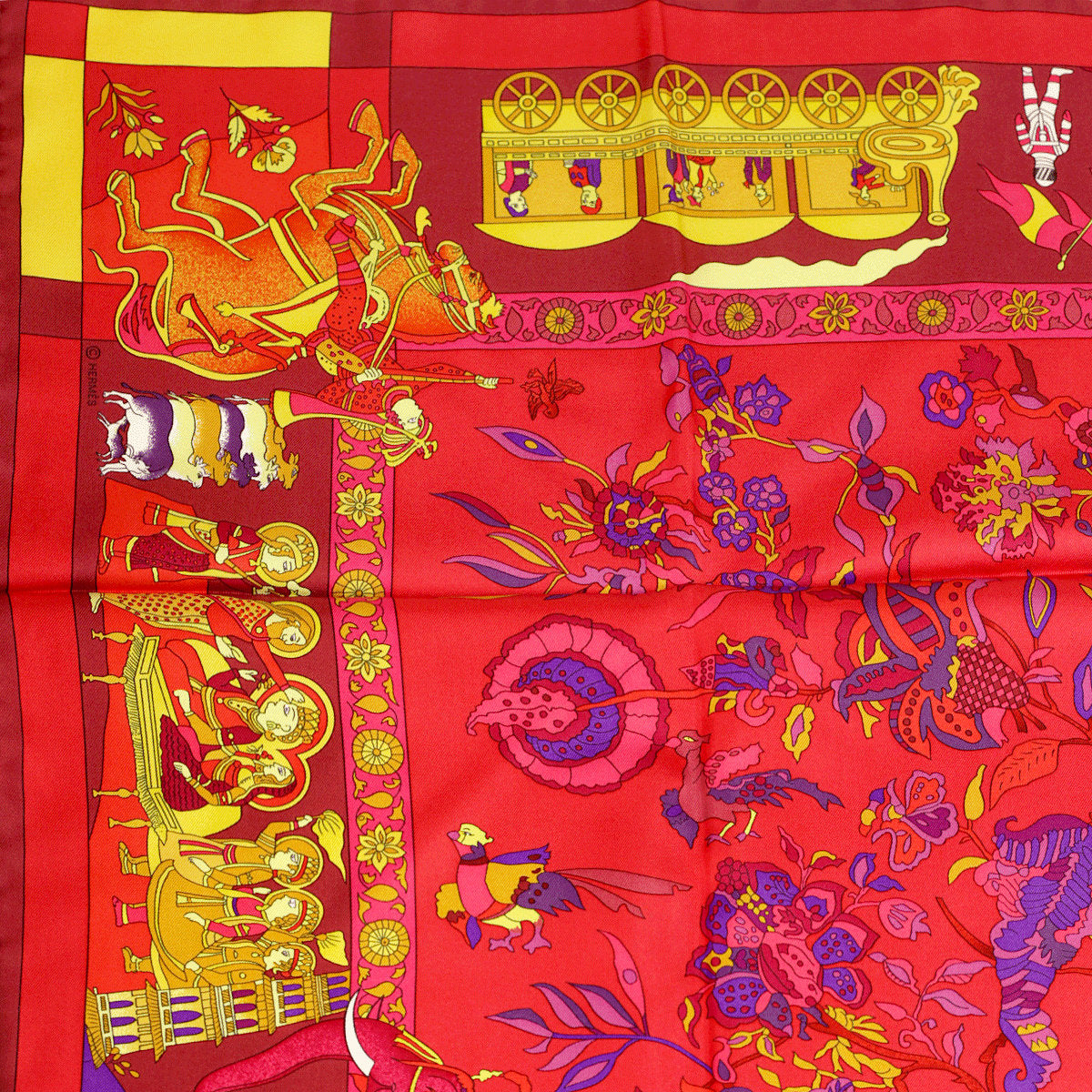 Hermes Scarf "Fantaisies Indiennes" by Loïc Dubigeon 90cm Silk