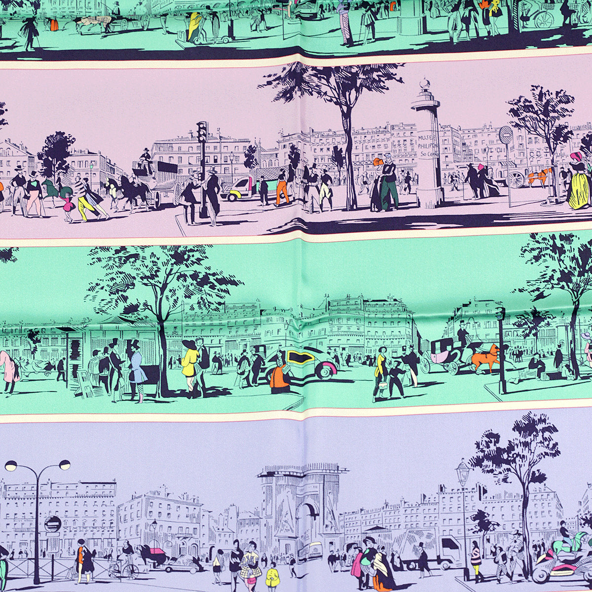 Hermes Scarf "A L'Ombre des Boulevards" by Virginie Jamin 90cm Silk