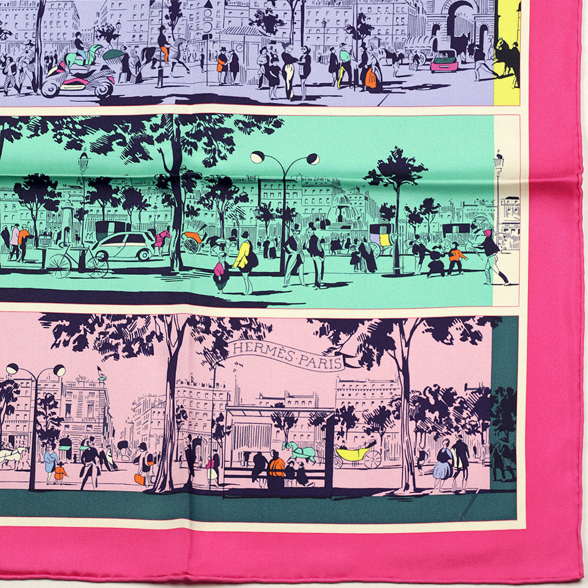 Hermes Scarf "A L'Ombre des Boulevards" by Virginie Jamin 90cm Silk