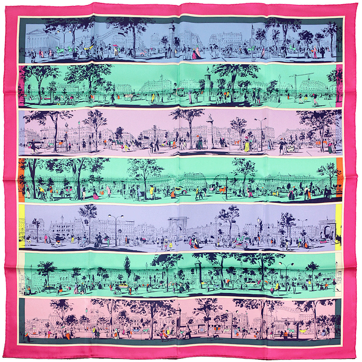 Hermes Scarf "A L'Ombre des Boulevards" by Virginie Jamin 90cm Silk
