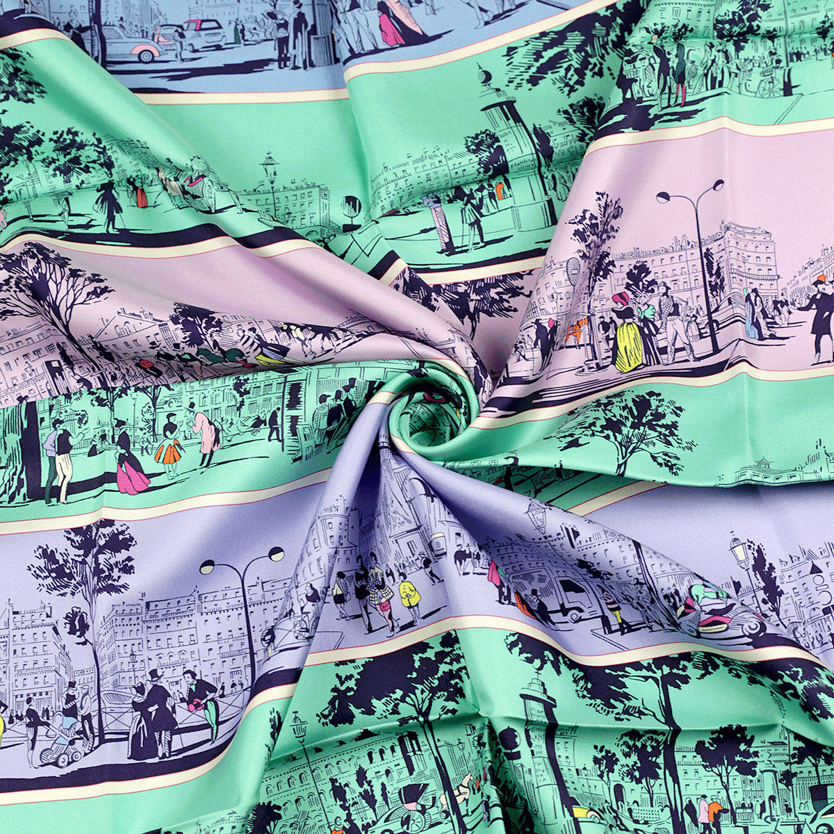 Hermes Scarf "A L'Ombre des Boulevards" by Virginie Jamin 90cm Silk