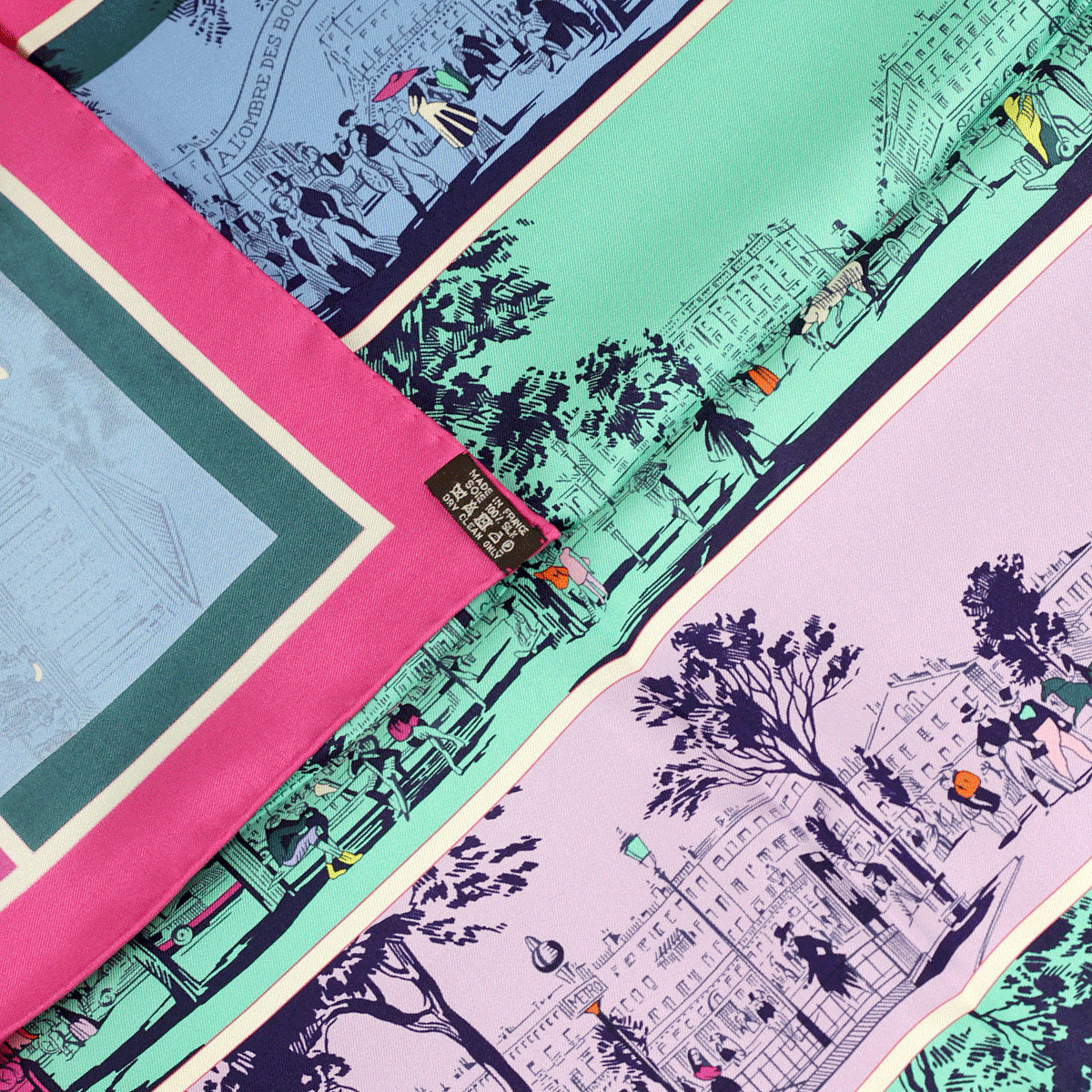 Hermes Scarf "A L'Ombre des Boulevards" by Virginie Jamin 90cm Silk