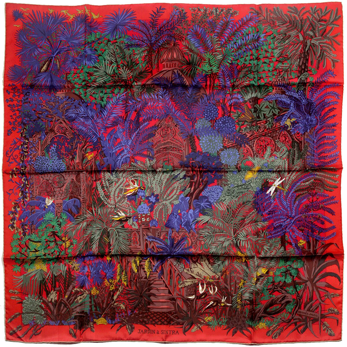 Hermes Scarf "Jardin a Sintra" by Annie Faivre 90cm Silk | Foulard Carre
