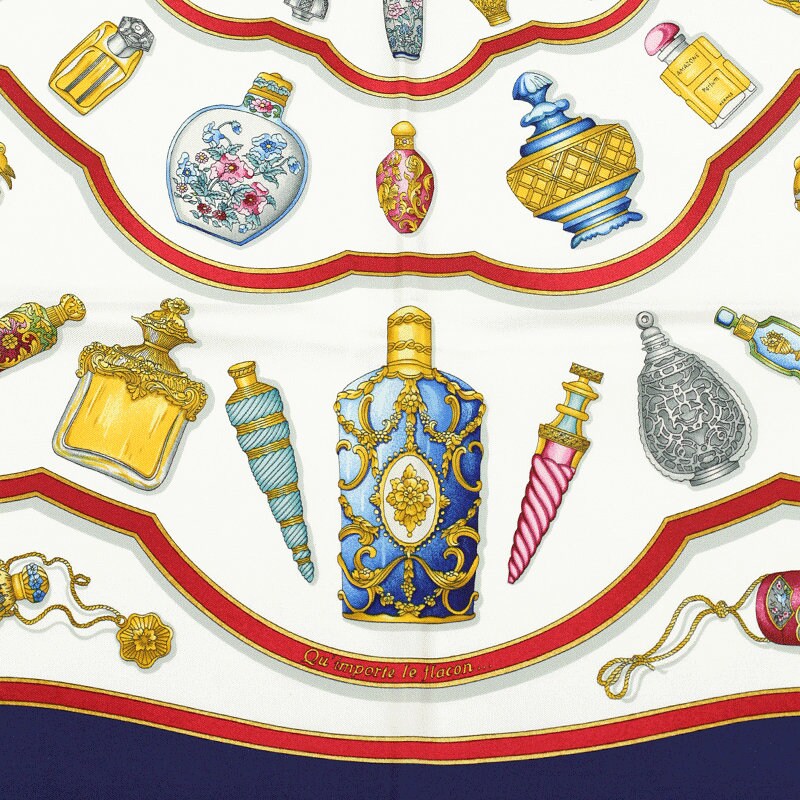 Hermes Scarf "Flacons" by Catherine Baschet 90cm Silk | Foulard Carre