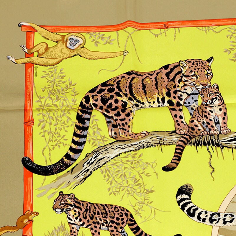 Hermes Scarf "Tendresse Feline" by Robert Dallet 90cm Silk | Carre Foulard
