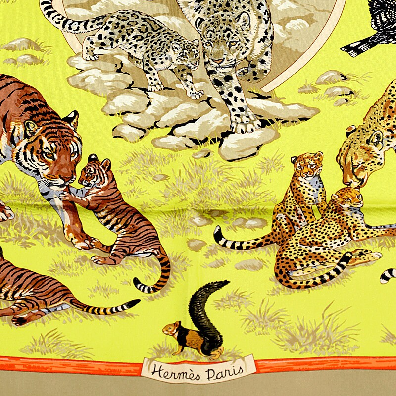 Hermes Scarf "Tendresse Feline" by Robert Dallet 90cm Silk | Carre Foulard