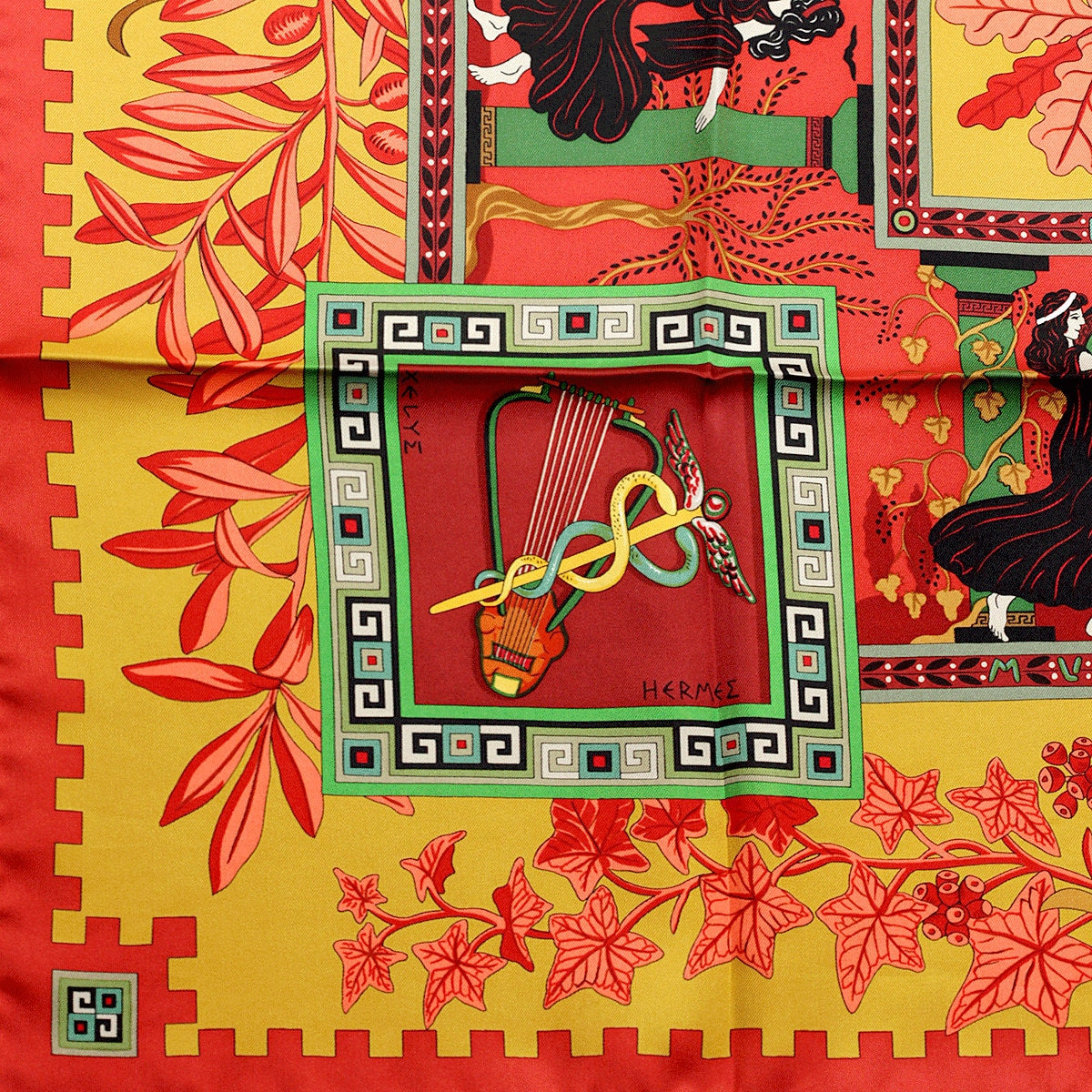 Hermes Scarf "Musique des Dieux" by Claudia Stuhlhofer Mayr Vintage 90cm Silk