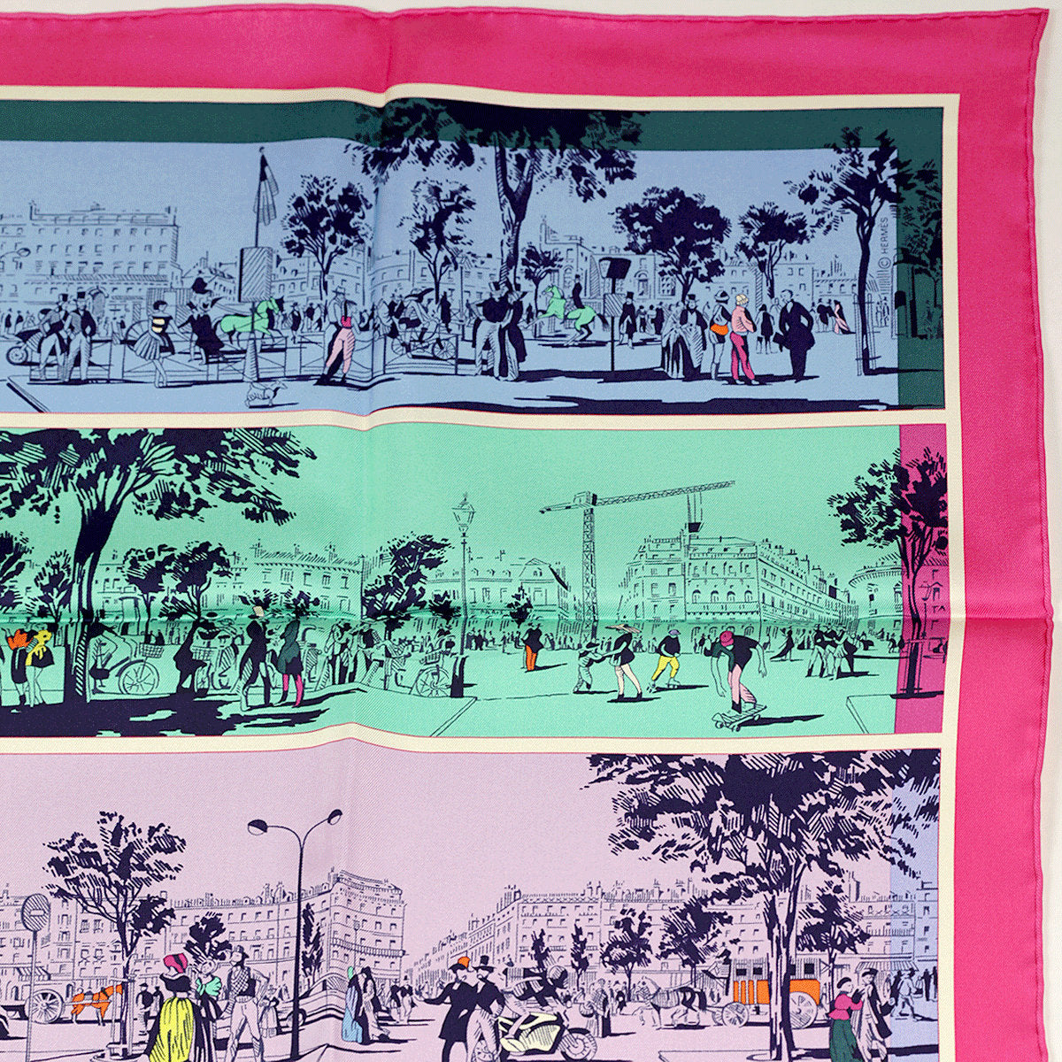 Hermes Scarf "A L'Ombre des Boulevards" by Virginie Jamin 90cm Silk