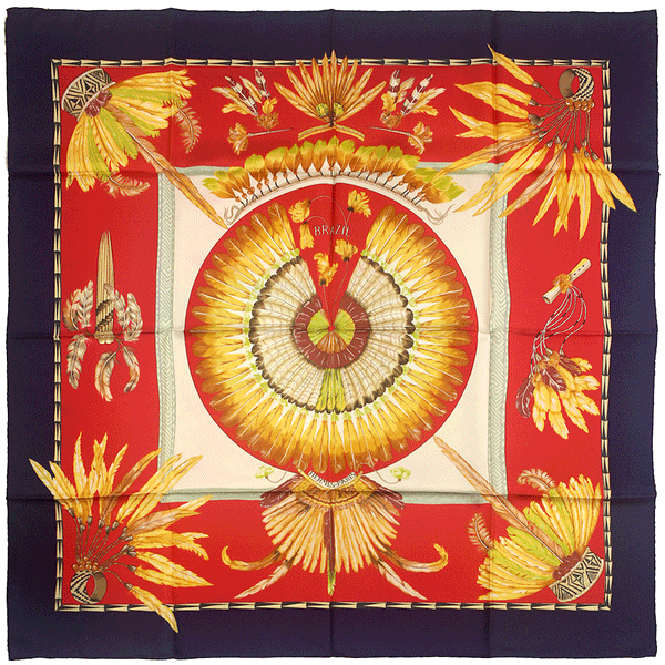 Hermes Scarf "Brazil" by Laurence Bourthoumieux 90cm Silk