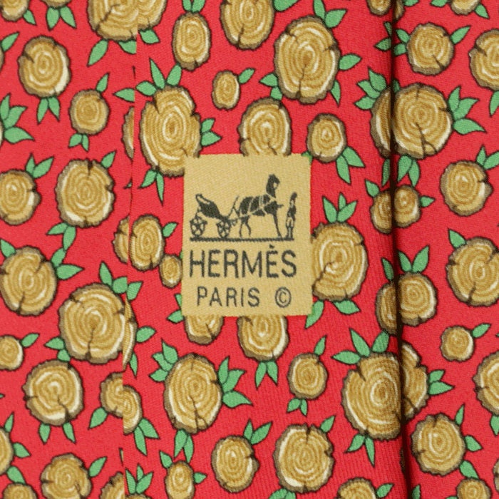 Hermes Men's Silk Tie Tree Stumps Pattern 7734 | Necktie Cravate