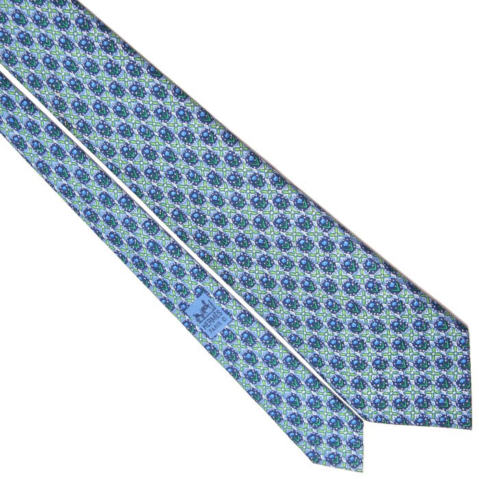 Hermes Men's Silk Tie Tulips Pattern 7757 | Necktie Cravate