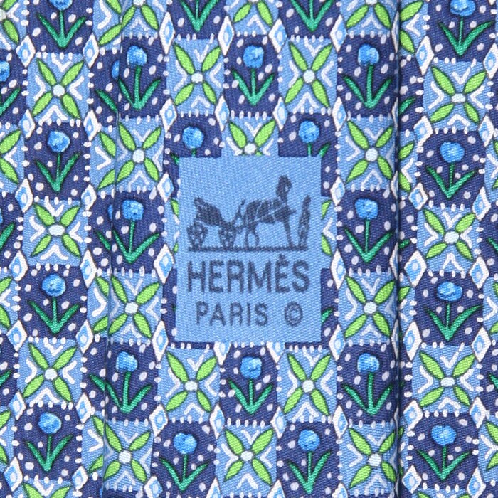 Hermes Men's Silk Tie Tulips Pattern 7757 | Necktie Cravate