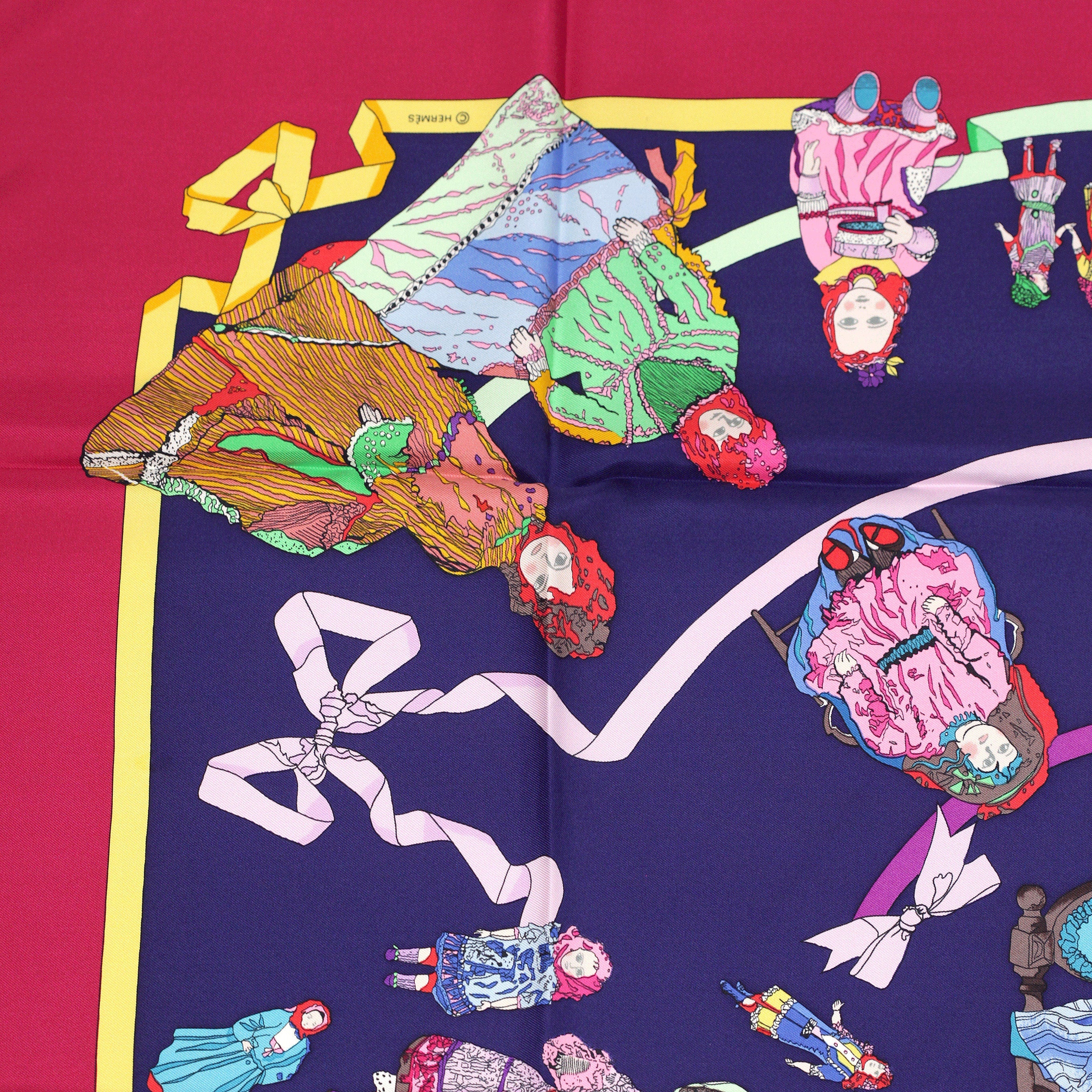 Hermes Scarf "Hello Dolly" by Loic Dubigeon 90cm Silk | Carre Foulard