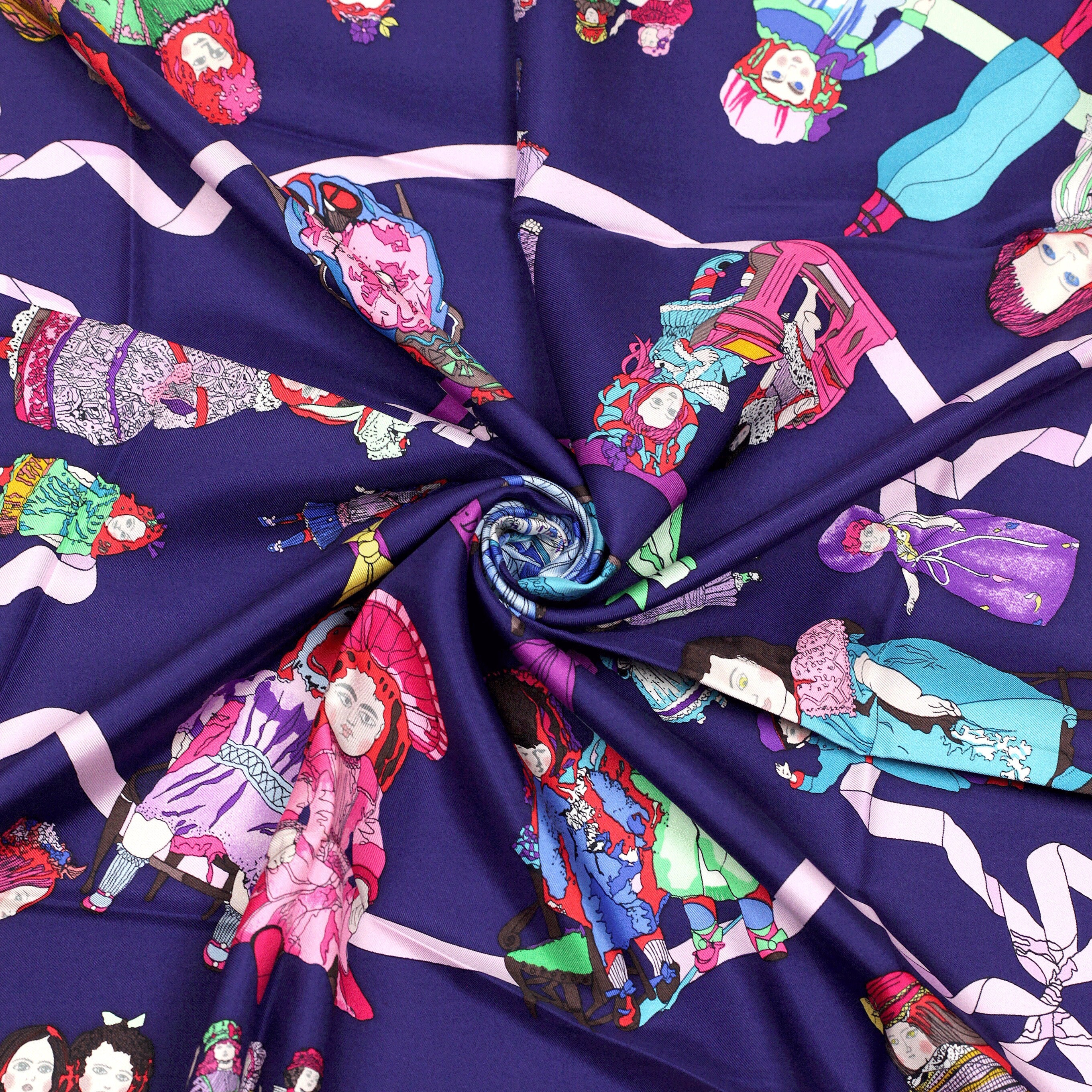 Hermes Scarf "Hello Dolly" by Loic Dubigeon 90cm Silk | Carre Foulard