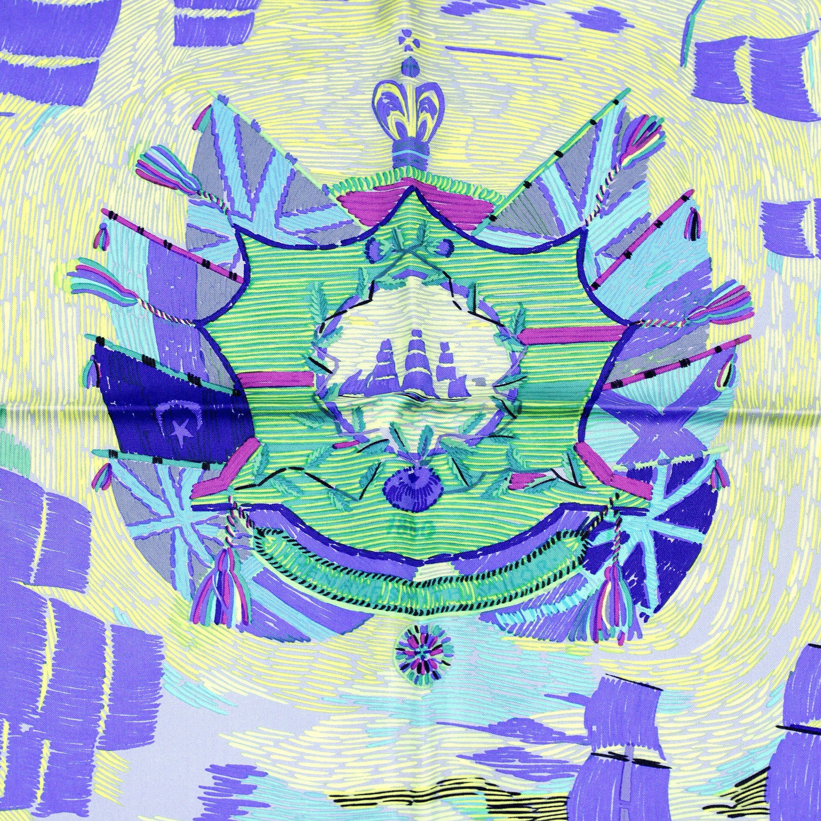 Hermes Scarf "Marine Naive" by Philippe Dumas 90cm Silk | Carre Foulard