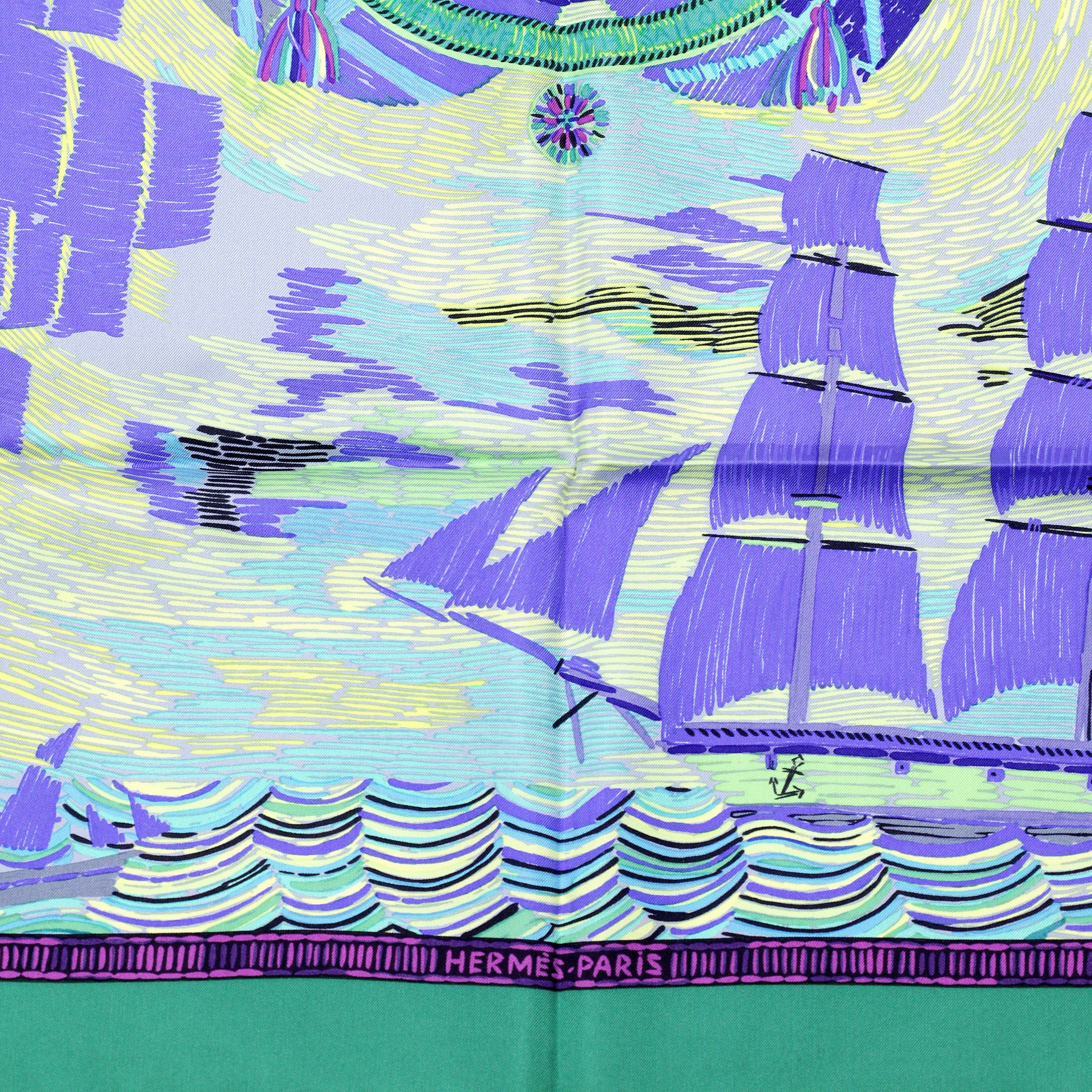 Hermes Scarf "Marine Naive" by Philippe Dumas 90cm Silk | Carre Foulard