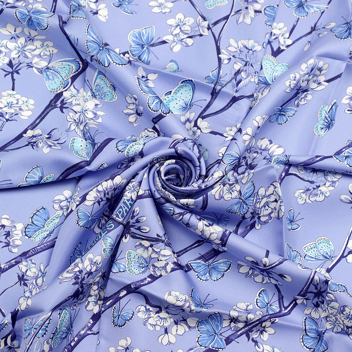 Hermes Scarf "Vol Amoureux des Azures" by Laurence Bourthoumieux 90cm Silk | Carre Foulard