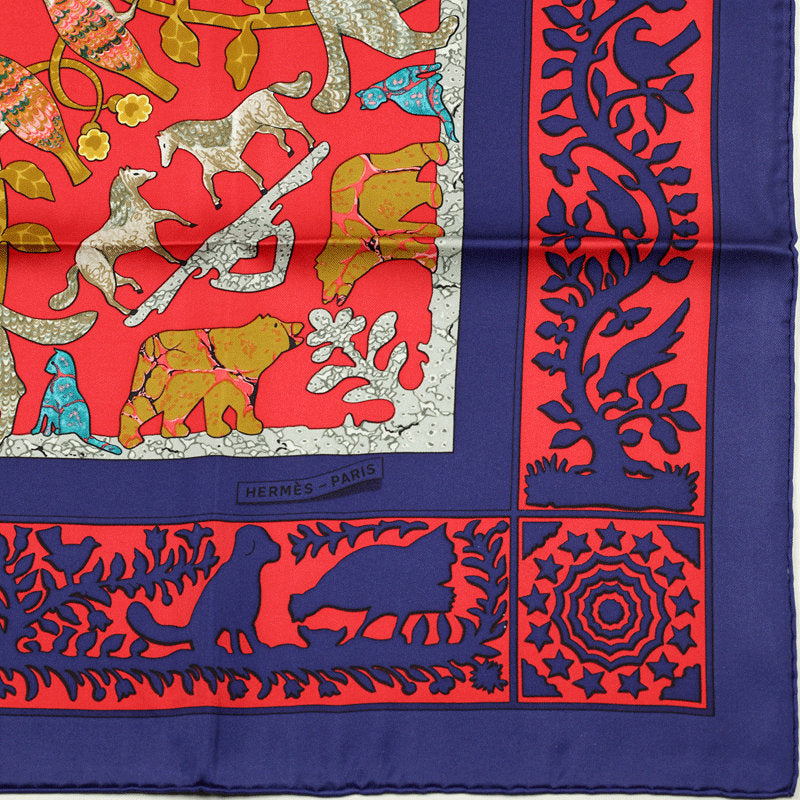 Hermes Scarf "Early America" by Françoise De La Perriere Vintage 90cm Silk