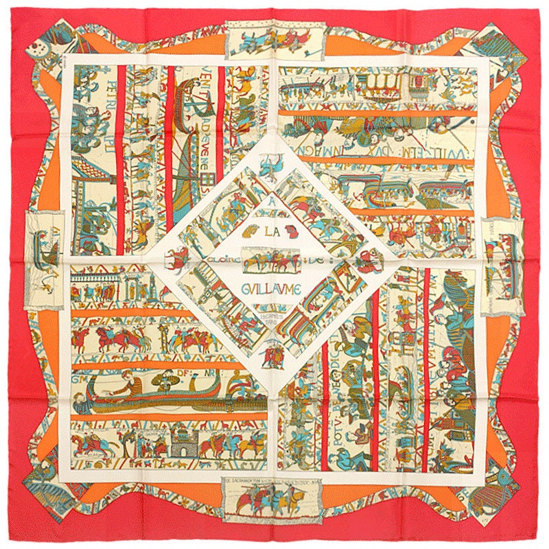Hermes Scarf "A la Gloire de Guillaume" by Loic Dubigeon 90cm Silk