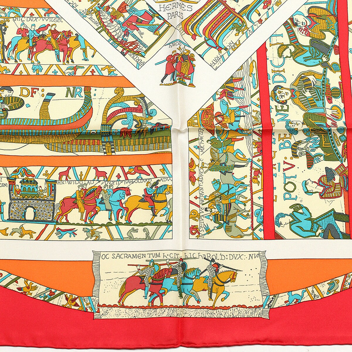 Hermes Scarf "A la Gloire de Guillaume" by Loic Dubigeon 90cm Silk