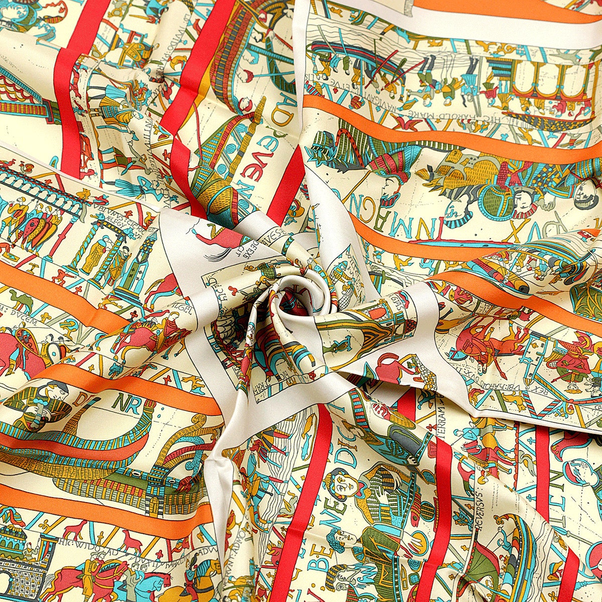 Hermes Scarf "A la Gloire de Guillaume" by Loic Dubigeon 90cm Silk