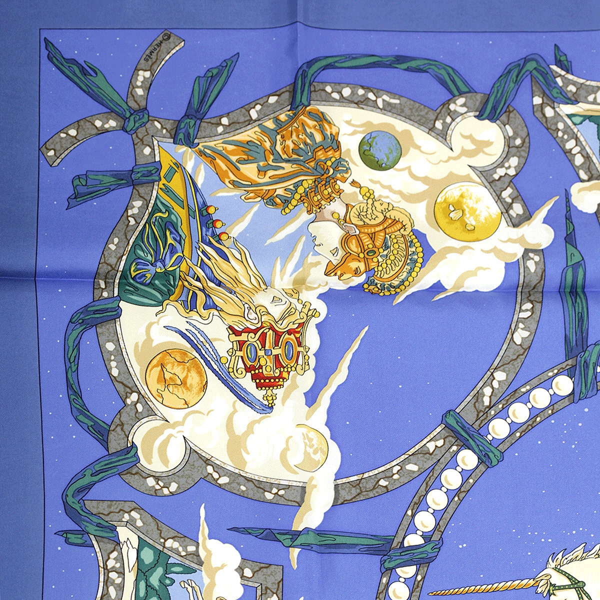 Hermes Scarf "Cavaliers des Nuages" by Jean-Christophe Donnadieu 90cm Silk