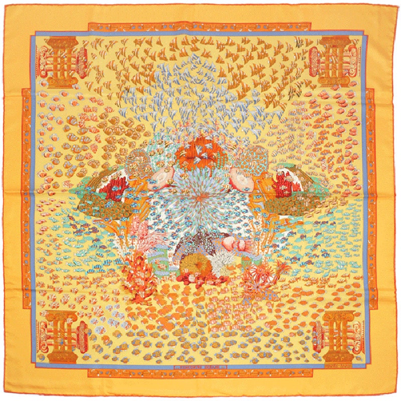 Hermes Scarf "Rencontre Oceane" by Annie Faivre 90cm Silk | Carre Foulard