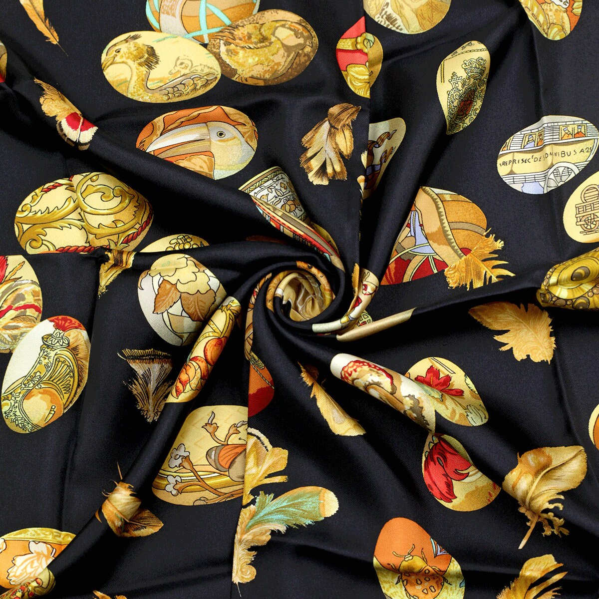 Hermes Scarf "Couvee d'Hermes" by Caty Latham Vintage 90cm Silk
