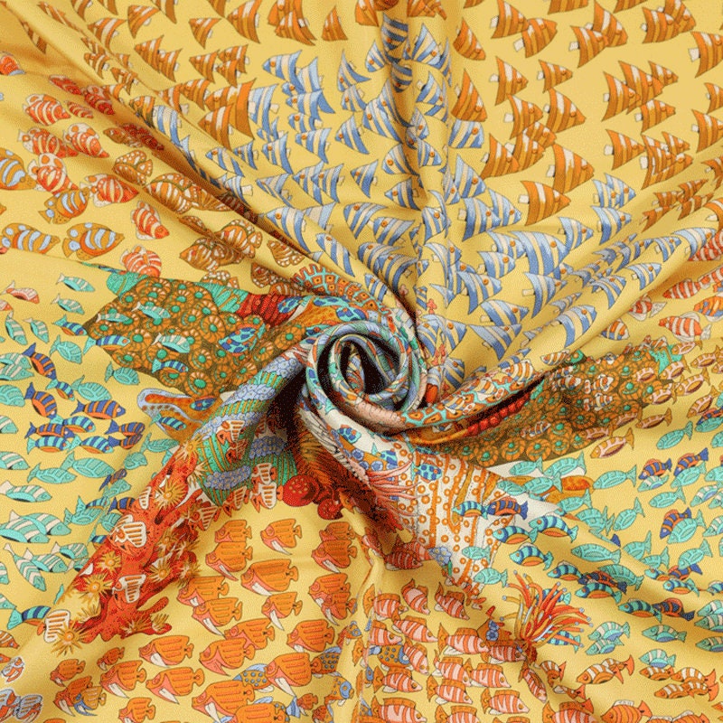 Hermes Scarf "Rencontre Oceane" by Annie Faivre 90cm Silk | Carre Foulard