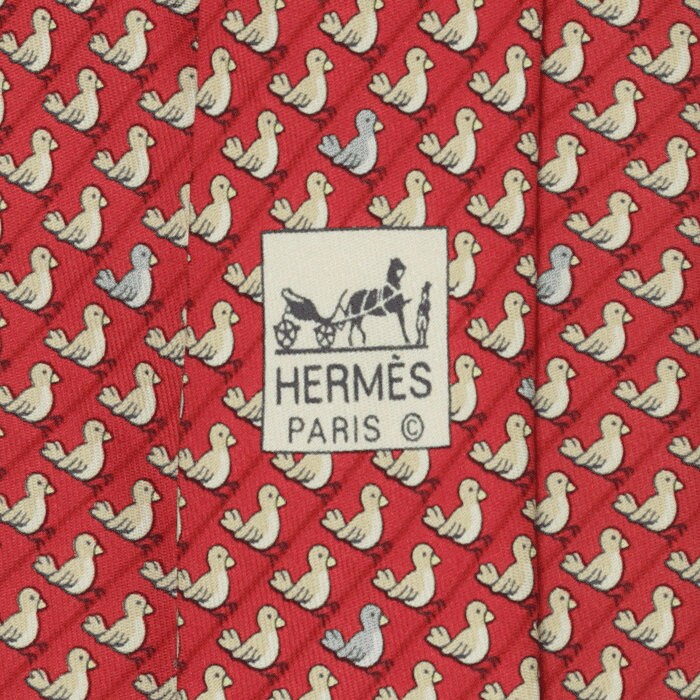 Hermes Men's Silk Tie Whimsical Chicks Pattern 7964 | Necktie Cravate