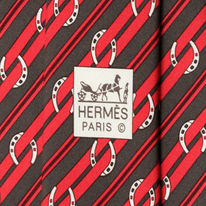 Hermes Men's Silk Tie Horseshoe Stripes Pattern 5276 | Necktie Cravate