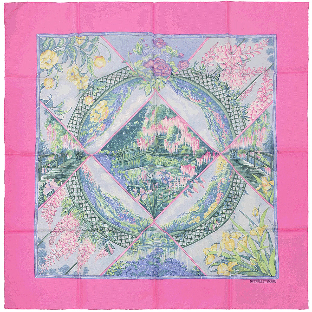Hermes Scarf "Giverny" by Laurence Bourthoumieux 90cm Silk