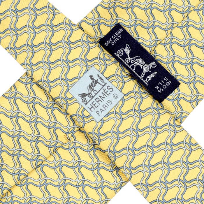 Hermes Men's Silk Tie Geometric H Helix Pattern 5062