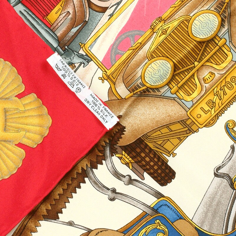 Hermes Scarf "Automobile" by Joachim Metz Vintage 90cm Silk