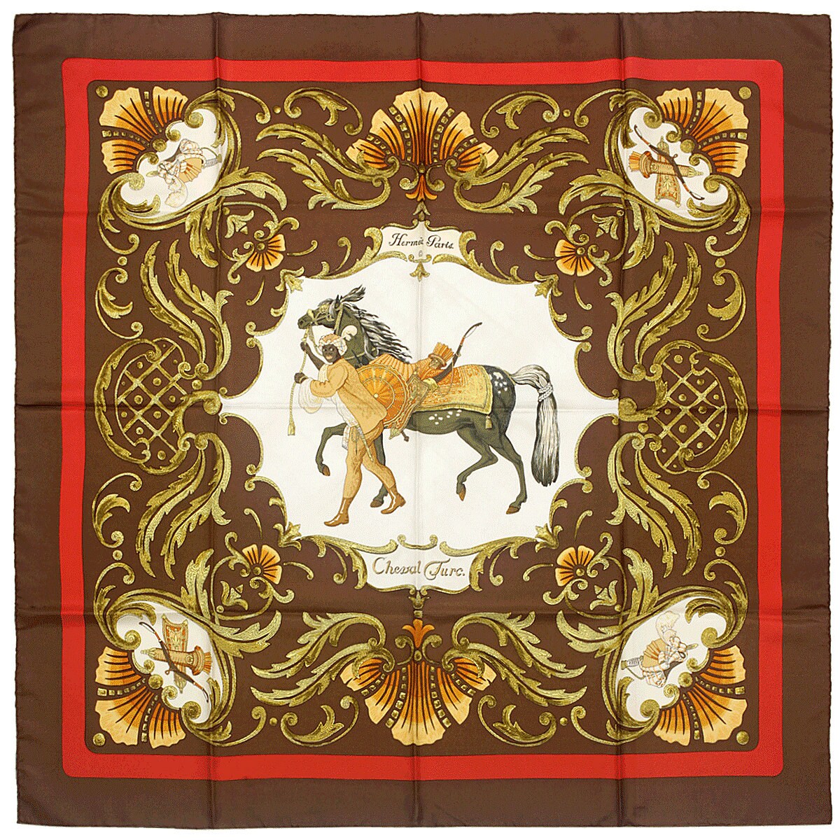 HERMES エルメス カレ90 Cheval Turc エルメス カレ90 スカーフ トルコの馬 Cheval Turc ネイビーx