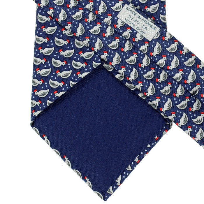 Hermes Men's Silk Tie Whimsical Chicks and Seed Pattern 5180 | Necktie Cravate