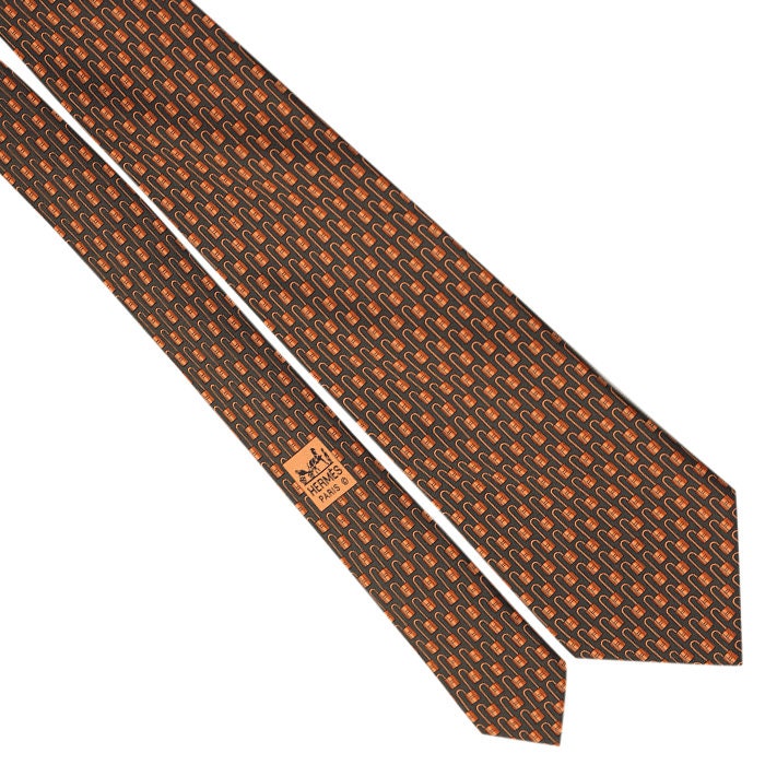 Hermes Men's Silk Tie Geometric Pattern 5434