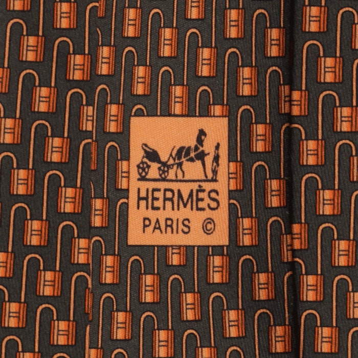 Hermes Men's Silk Tie Geometric Pattern 5434