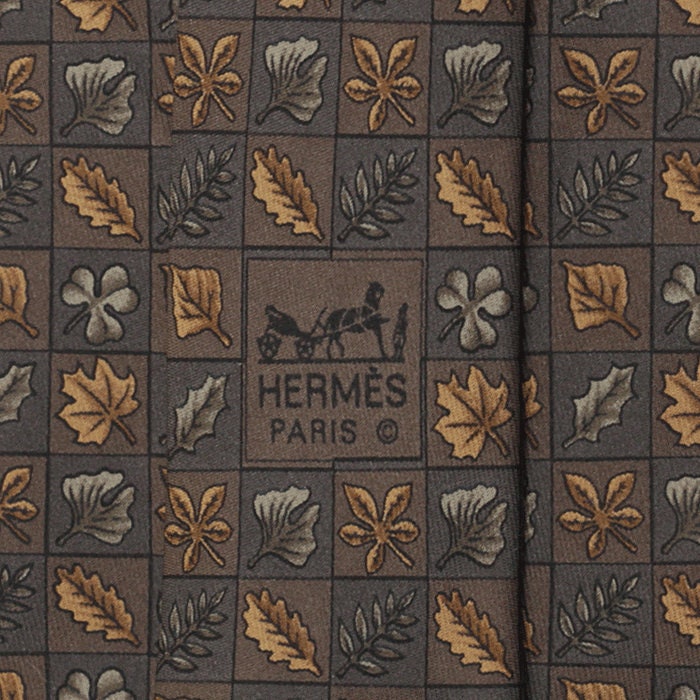 Hermes Men's Silk Tie Autumn Leaves Pattern 7724 | Necktie Cravate